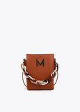 Faux leather crossbody bag with multicoloured strap