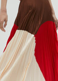 Three-tone pleated skirt