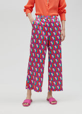 Palazzo trousers in multicoloured logo print