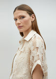 Cropped openwork guipure lace shirt