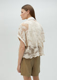 Cropped openwork guipure lace shirt