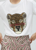 T-shirt with rhinestone lion