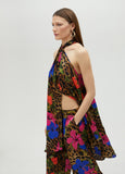 Floral and animal print voluminous halter top