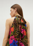 Floral and animal print voluminous halter top