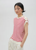 Striped top with eyelet details