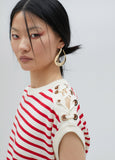 Striped top with eyelet details