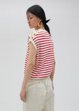 Striped top with eyelet details