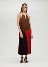 Three-tone pleated dress