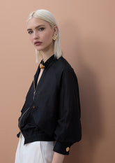 Bomber Jacket with Raglan Sleeves and Pockets