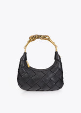 Braided Half Moon Bag Leopard Handle