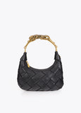 Braided Half Moon Bag Leopard Handle