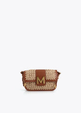 Combined Raffia and Faux Leather Crossbody