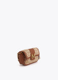 Combined Raffia and Faux Leather Crossbody