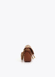 Combined Raffia and Faux Leather Crossbody