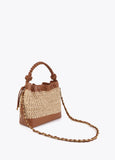 Raffia and Faux Leather Bag