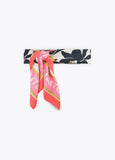 Satin Scarf with Floral and Bird Print