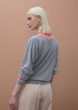 Contrast V-Neck Sweater with Braid Detail