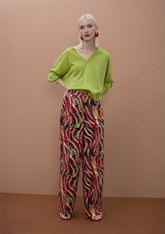 Satin Printed Wideleg Pants