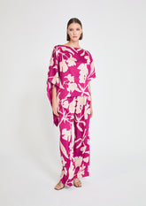 Wide-Leg Pant with Large Floral Print