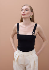 Strap Top with Strass and Buckle