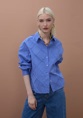 Oversize Poplin Diamond Textured Shirt