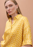 Satin Drop-Sleeve Shirt with 'Emes' Print