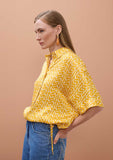 Satin Drop-Sleeve Shirt with 'Emes' Print
