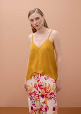 Yellow Pleated Lingerie Top
