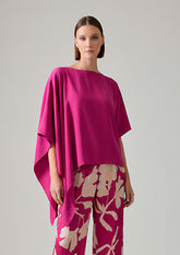 Asymmetrical Sleeves Blouse Bougainvillea