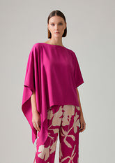 Asymmetrical Sleeves Blouse Bougainvillea