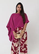 Asymmetrical Sleeves Blouse Bougainvillea