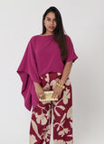 Asymmetrical Sleeves Blouse Bougainvillea