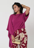 Asymmetrical Sleeves Blouse Bougainvillea