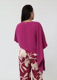 Asymmetrical Sleeves Blouse Bougainvillea