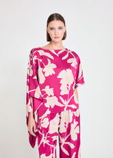 Asymmetric Sleeve Bougainvillea Blouse