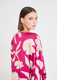 Asymmetric Sleeve Bougainvillea Blouse
