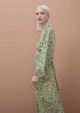 Long Dress Wide Sleeve Adjustable Belt Animal Print