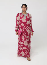 MS2616042-Large Floral Pleated Dress-Bougainvilla