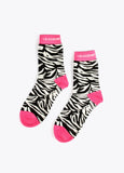 12406001-Set of 2 zebra and plain socks-Fuchsia