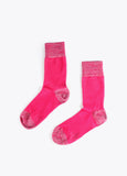 12406001-Set of 2 zebra and plain socks-Fuchsia