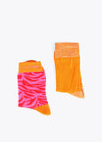 12406001-Set of 2 zebra and plain socks-Orange