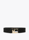 12407001-Animal print faux fur elastic belt-Black