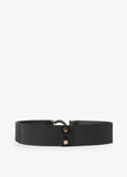 12407001-Animal print faux fur elastic belt-Black