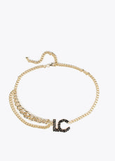 12407012-Chain belt with LC stones-Black