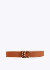 12407013-LC braided buckle belt-Brown