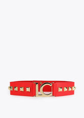 12407016-Studded LC belt-Red