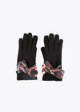 12409009-Animal print knot gloves-Black