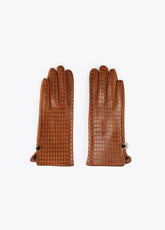 12409013-Houndstooth gloves-Brown