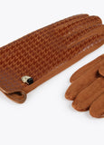 12409013-Houndstooth gloves-Brown