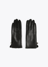 12409013-Houndstooth gloves-Black